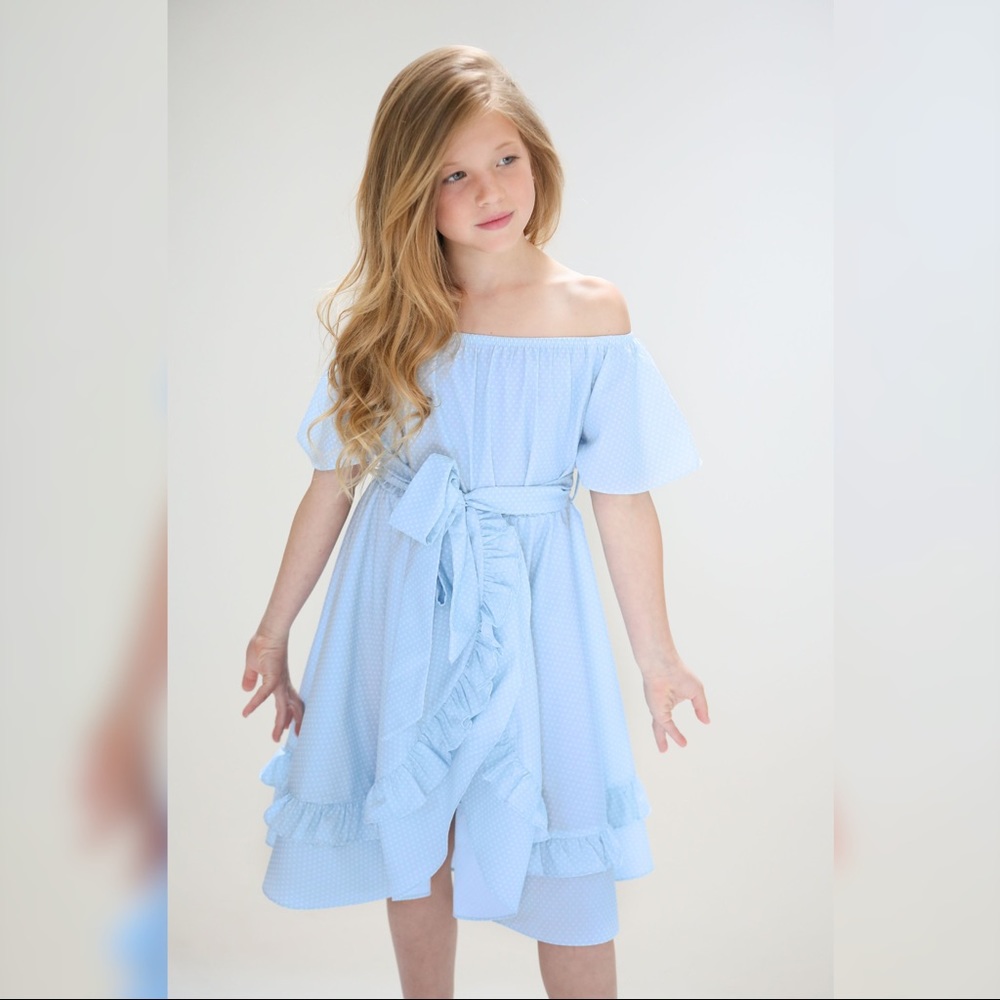 NWT Be Girl Emma Dress w/Ruffle Trim in Blue